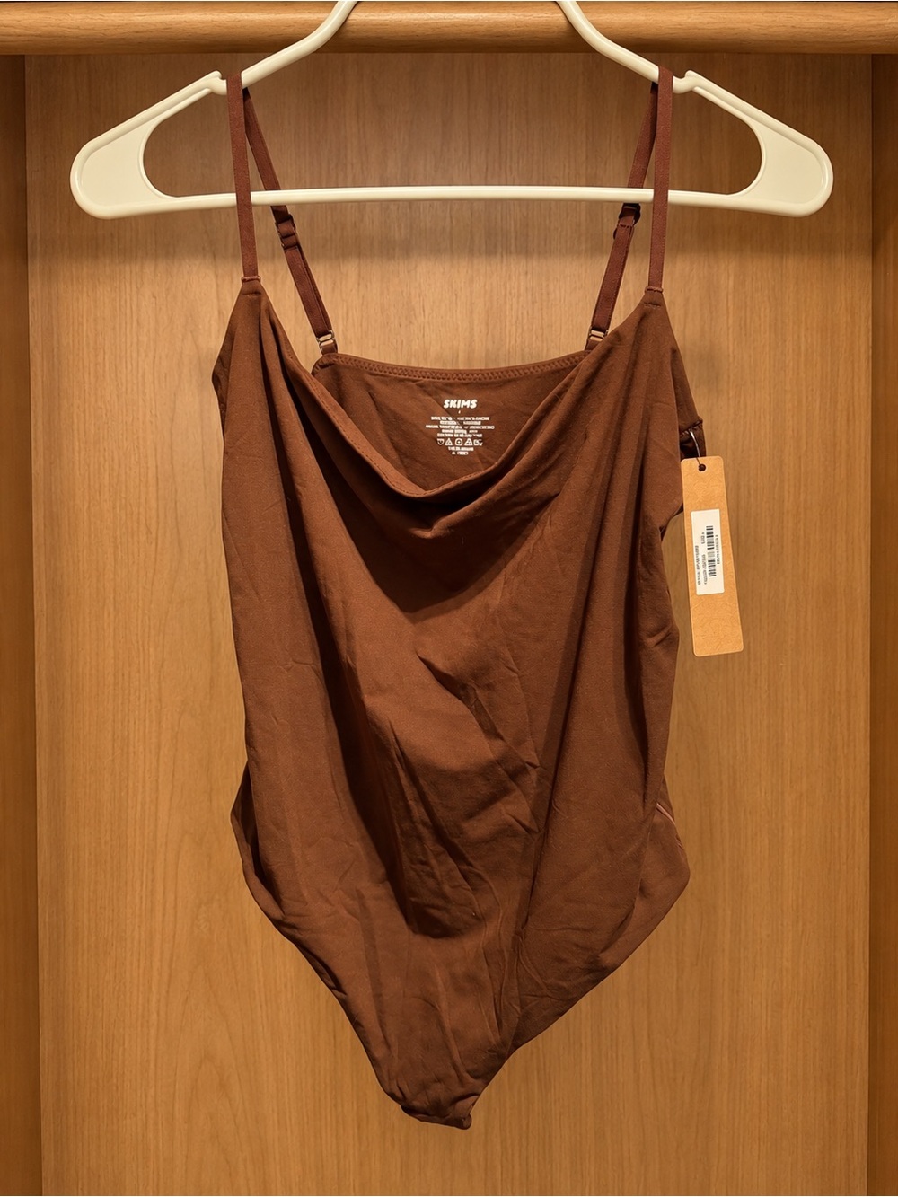 SKIMS Chocolate Brown Cowl Neck Cami Bodysuit